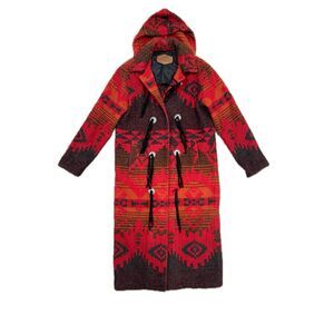 Vintage Woolrich Womens Small  Wool Long Coat Duster Blanket Southwestern Aztec